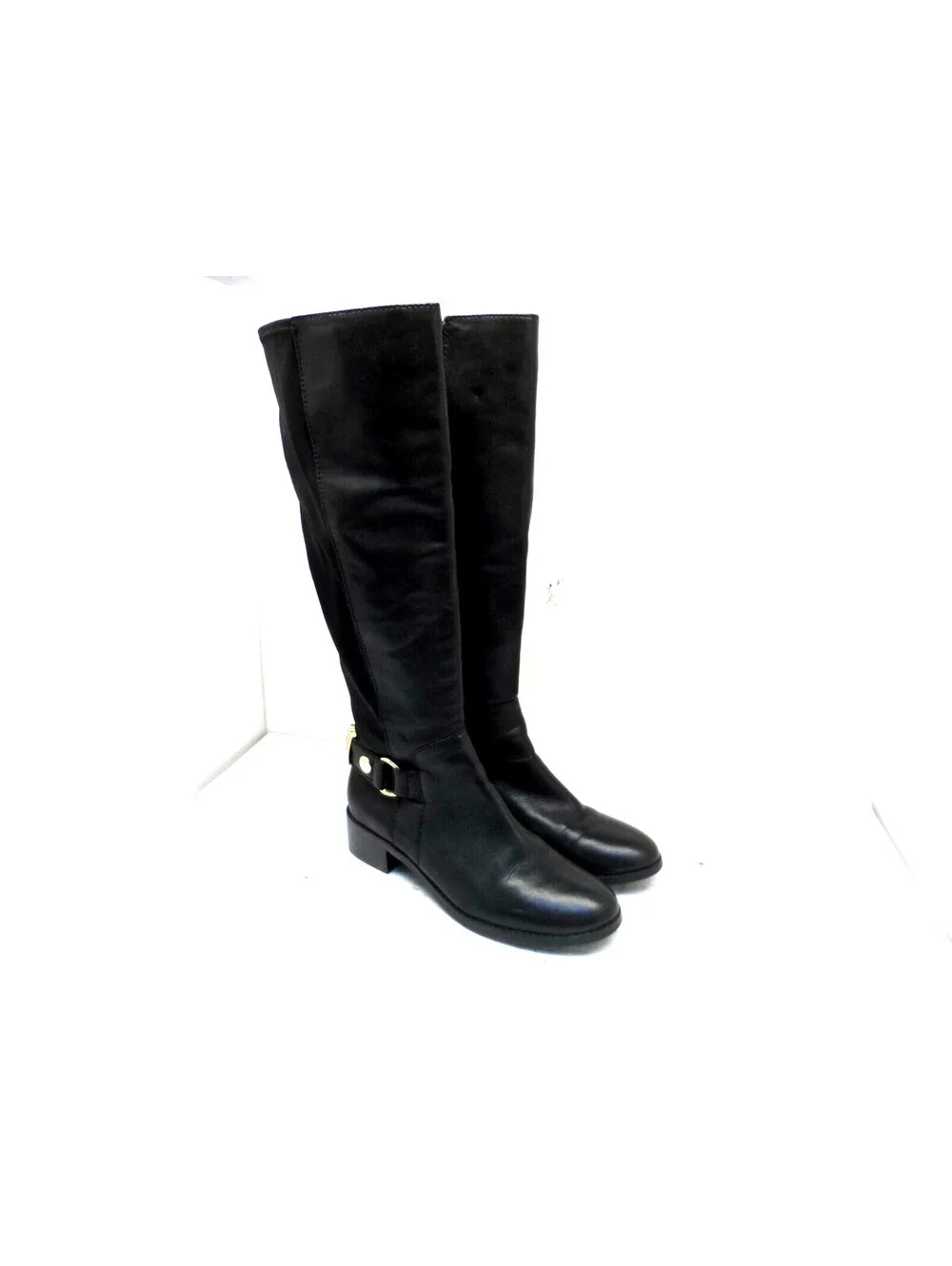 Steve Madden Women's Reggiee Knee-High Riding Boots Black Leather Size 7M